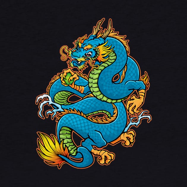 The Dragon of Luckyness in Blue Colour by asokabudaya